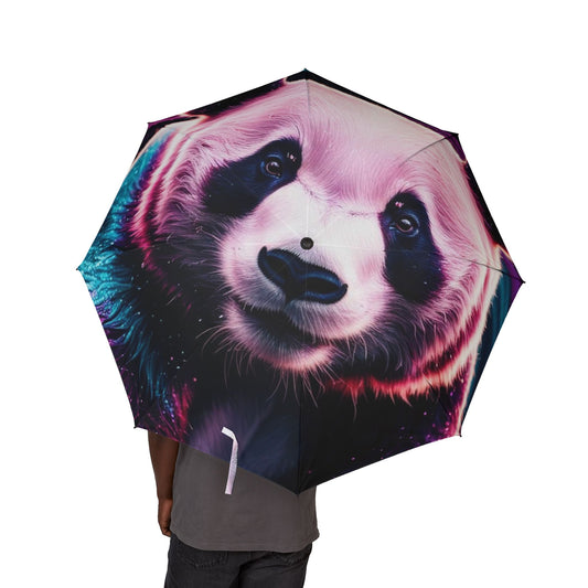 Glittery Panda Semi-Automatic Foldable Umbrella