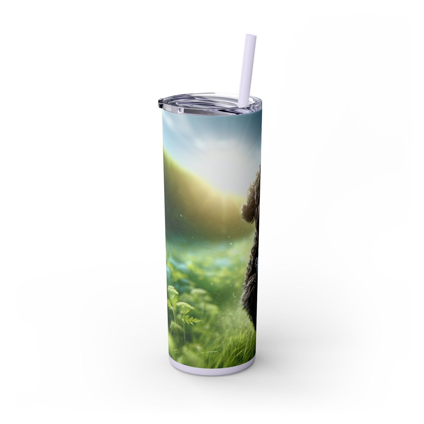 Portuguese Water Dog Skinny Tumbler with Straw, 20oz