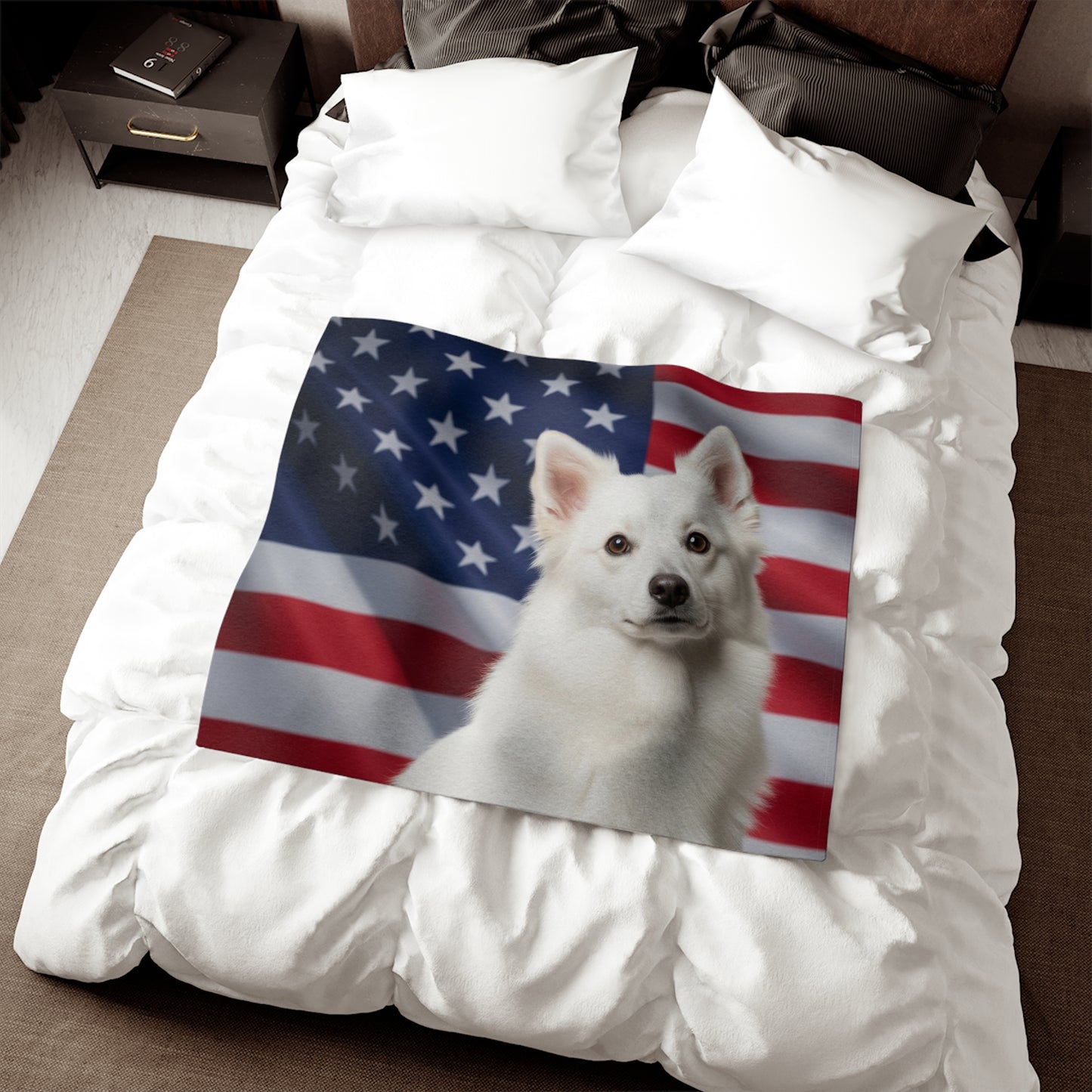 American Eskimo Dog Patriotic Blanket