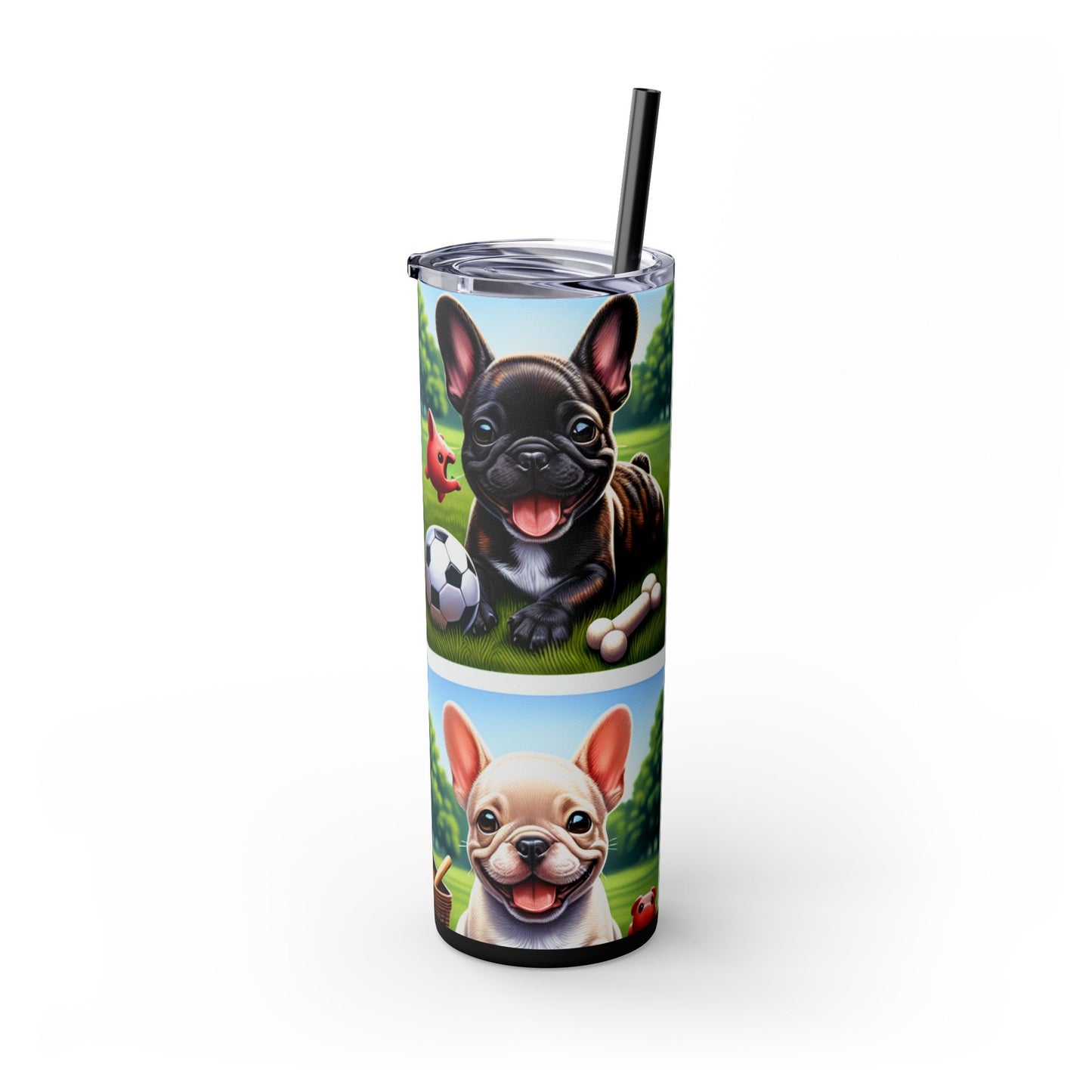 French Bulldog Skinny Tumbler with Straw, 20oz