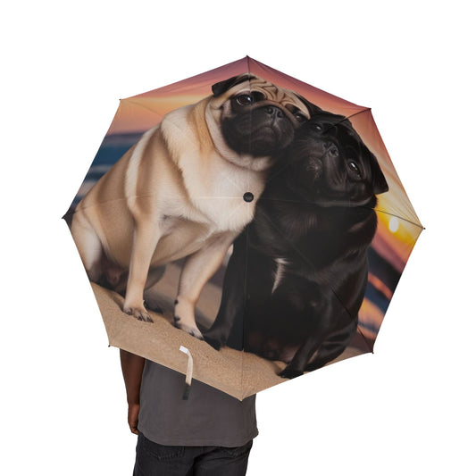 Pug Love Semi-Automatic Foldable Umbrella