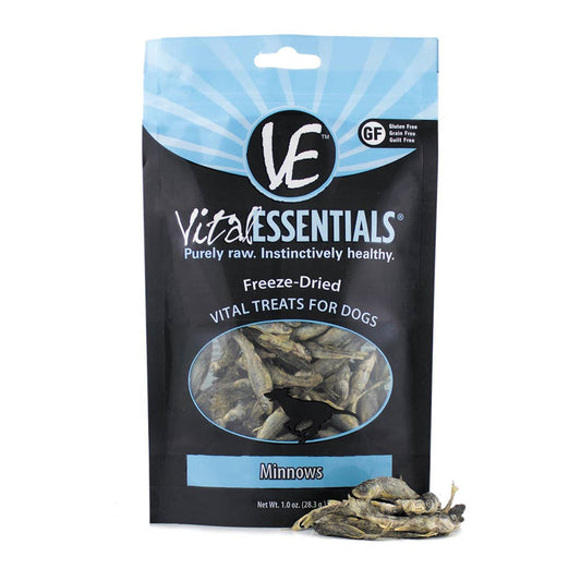 Friandises pour chiens Vital Essentials en forme de petits poissons lyophilisés (28 g)