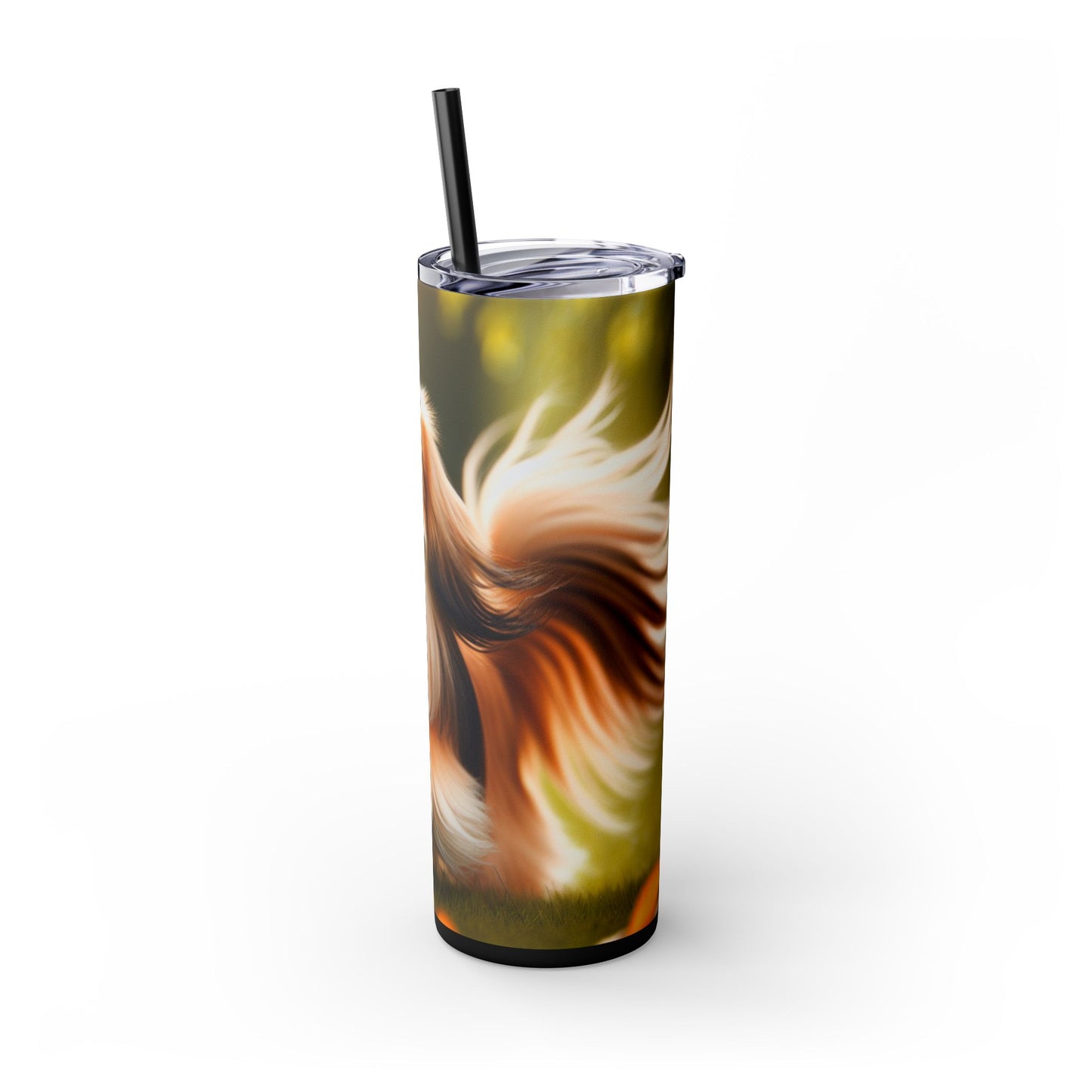 Tibetan Spaniel Skinny Tumbler with Straw, 20oz