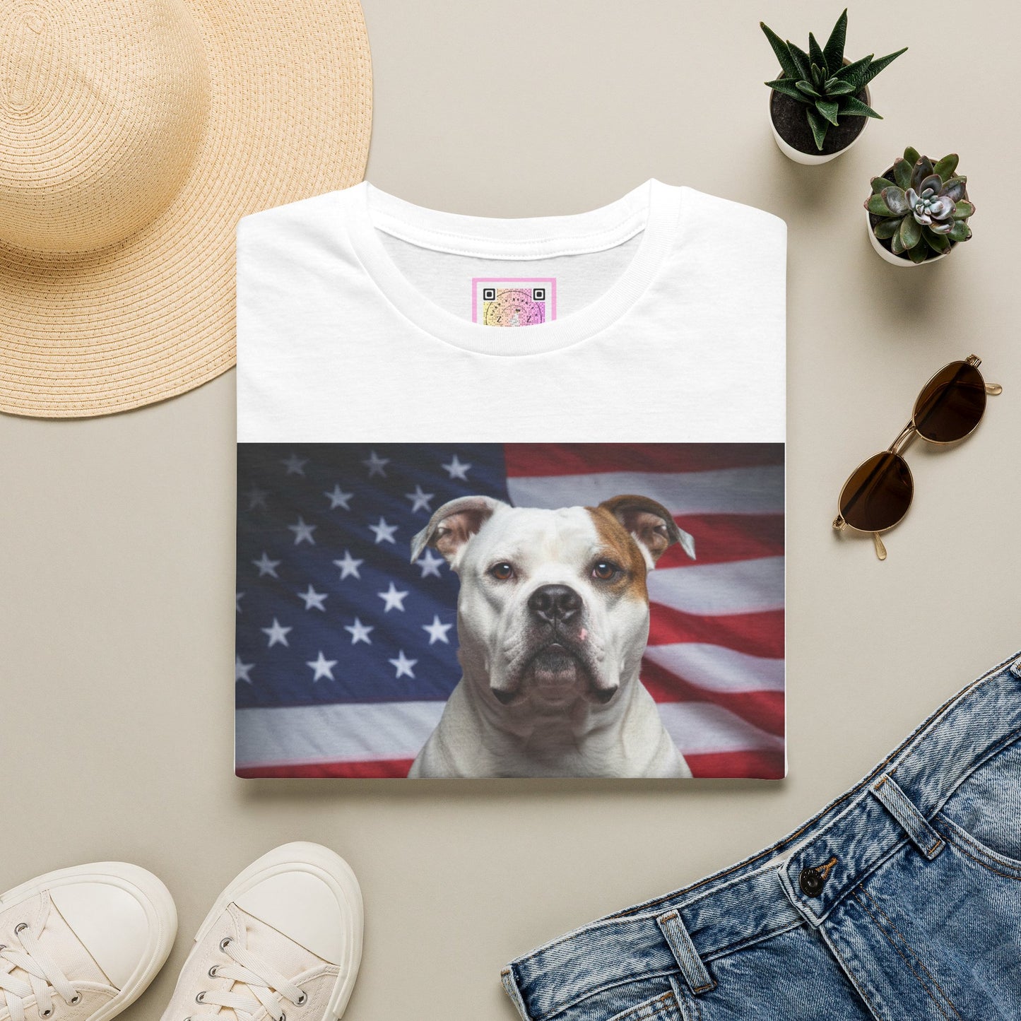 Patriotic T-Shirt — American Flag Dog Tee