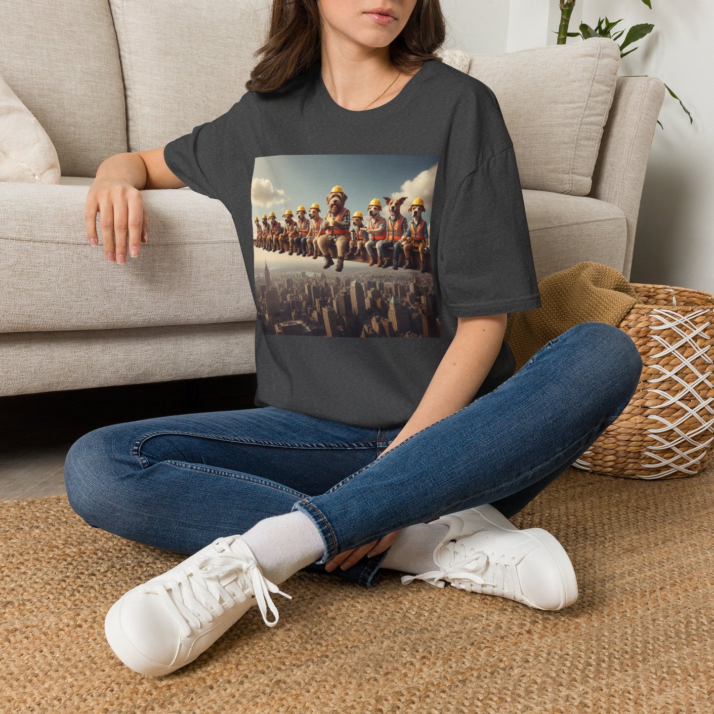 Canine Canvas Collection: Lunch atop a Skyscraper Homage Tee Shirt