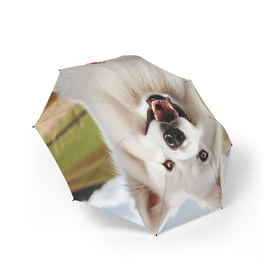 White Swiss Shepherd Dog Semi-Automatic Foldable Umbrella