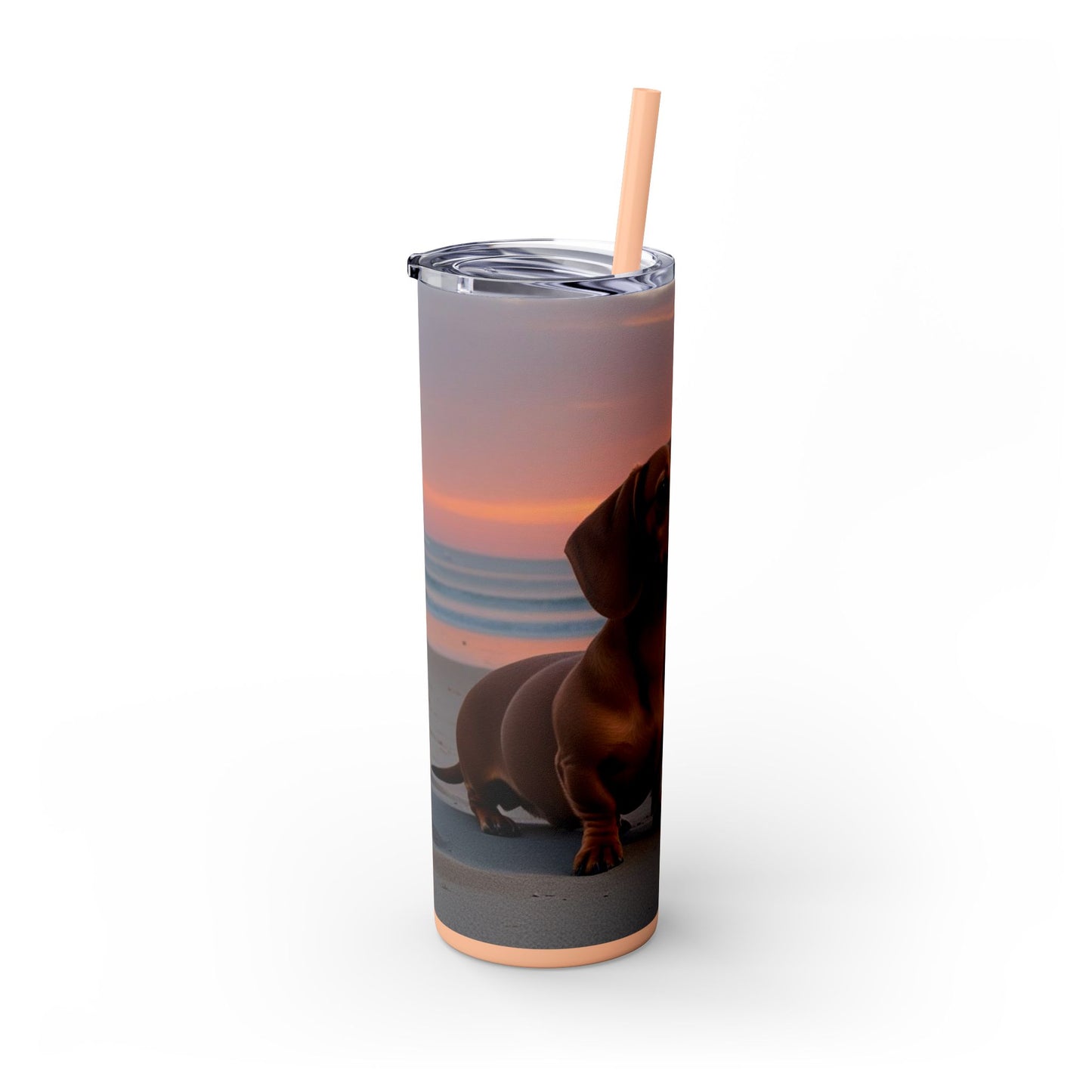 Vaso delgado con pajita Dachshund Love, 20 oz