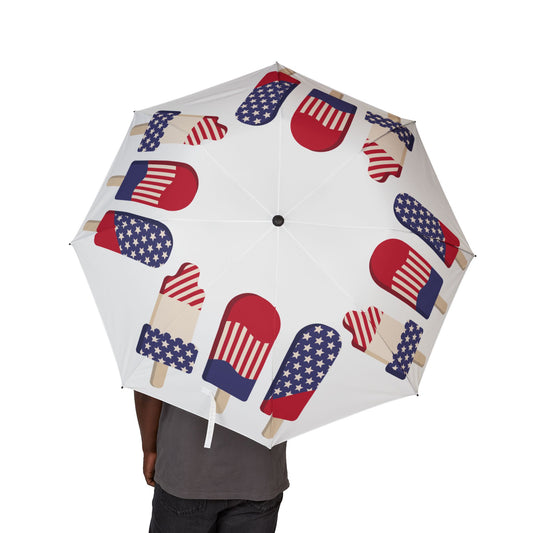Red, White, and Blue Popsicles Semi-Automatic Foldable Umbrella