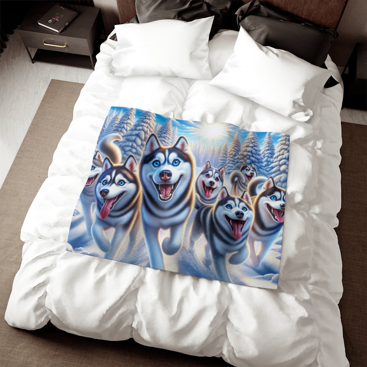 Manta de sudadera con diseño de husky siberiano