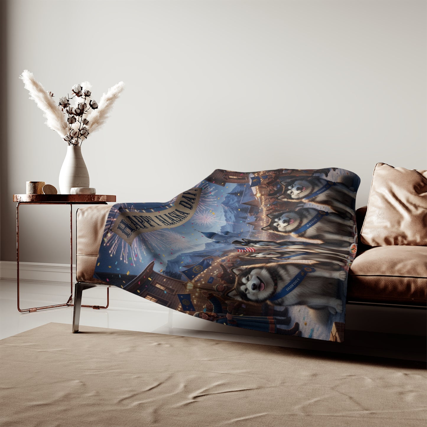 Happy Alaska Day Alaskan Malamutes Blanket