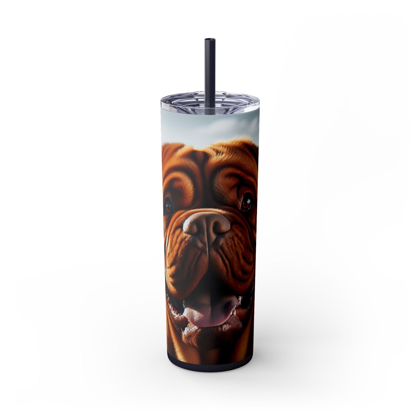 Dogue de Bordeaux Skinny Tumbler with Straw, 20oz