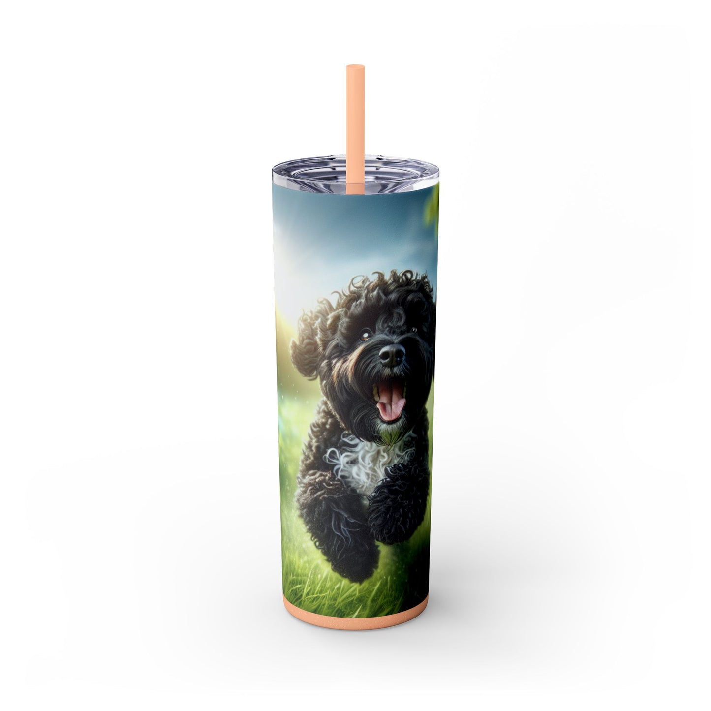 Portuguese Water Dog Skinny Tumbler with Straw, 20oz