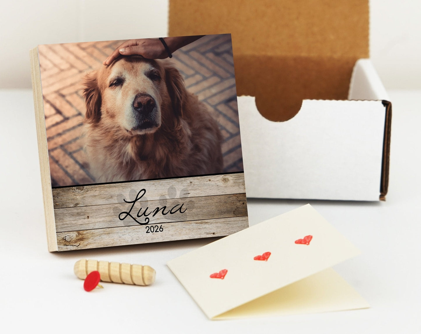 Custom Dog Memorial Photo Block with Photo, Name & Dates