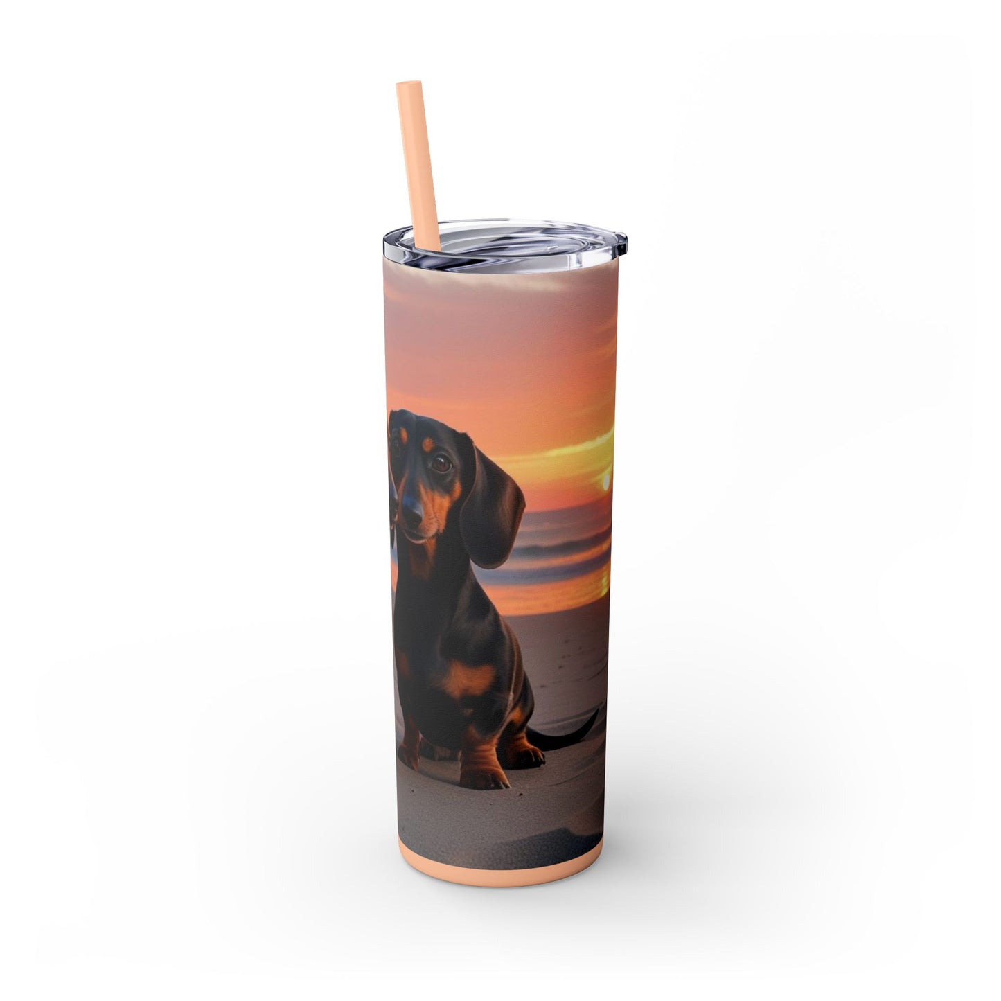 Vaso delgado con pajita Dachshund Love, 20 oz