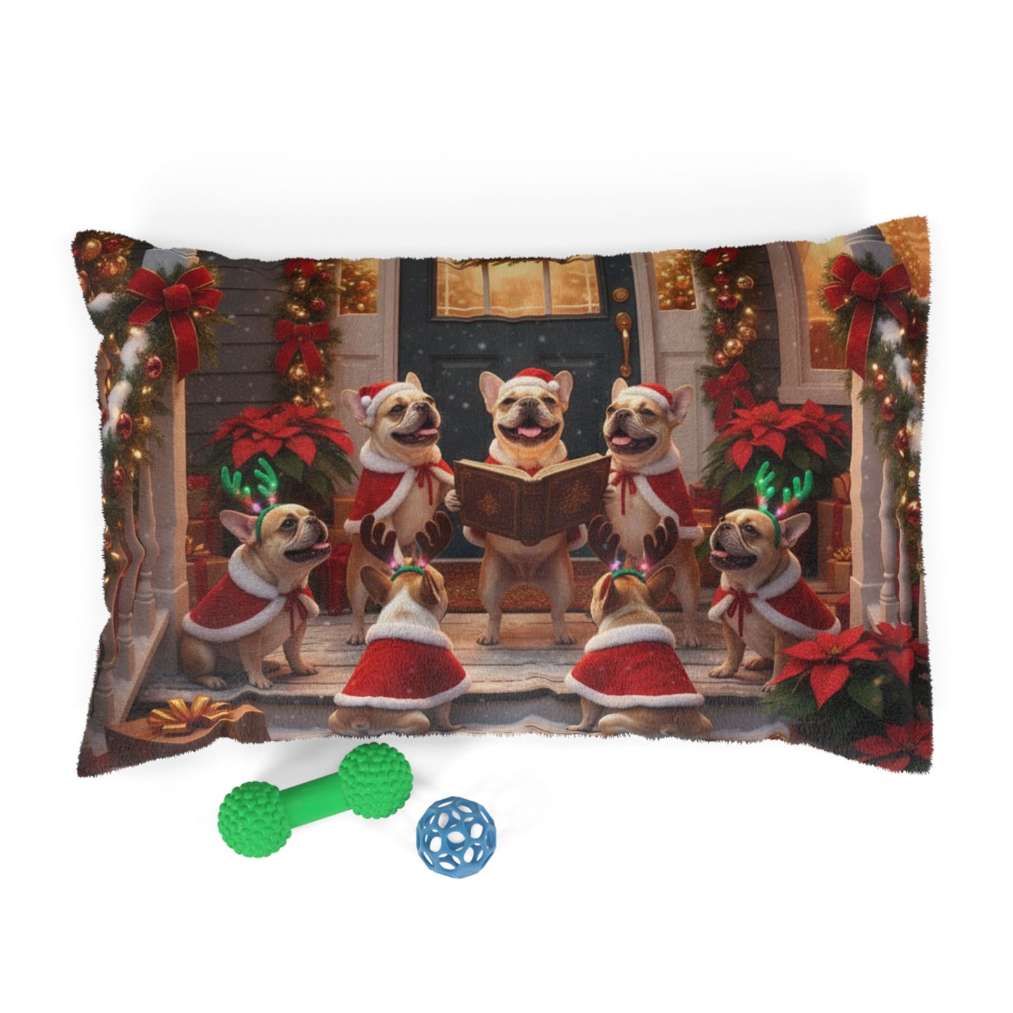 French Bulldogs Holiday Caroling Pet Bed