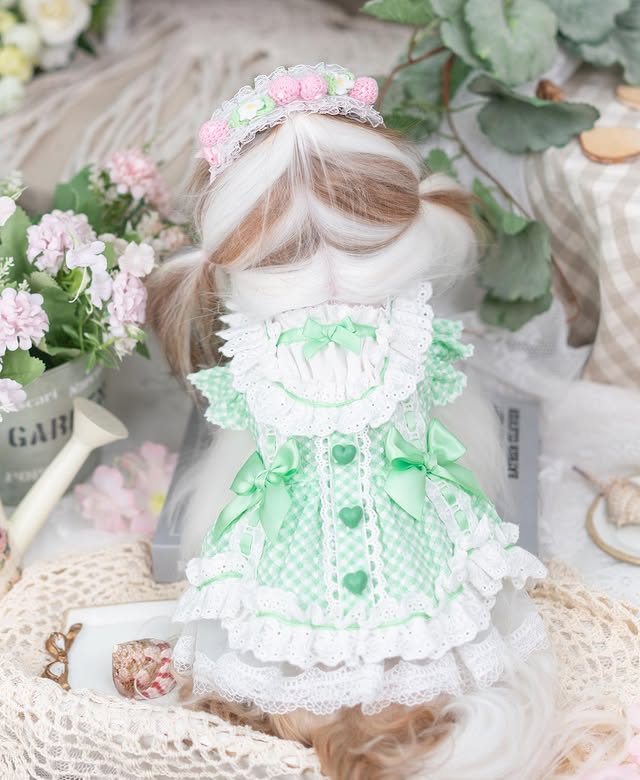 Vintage Gingham Dog Dress | Lace Princess Puppy Dress with Tulle Skirt