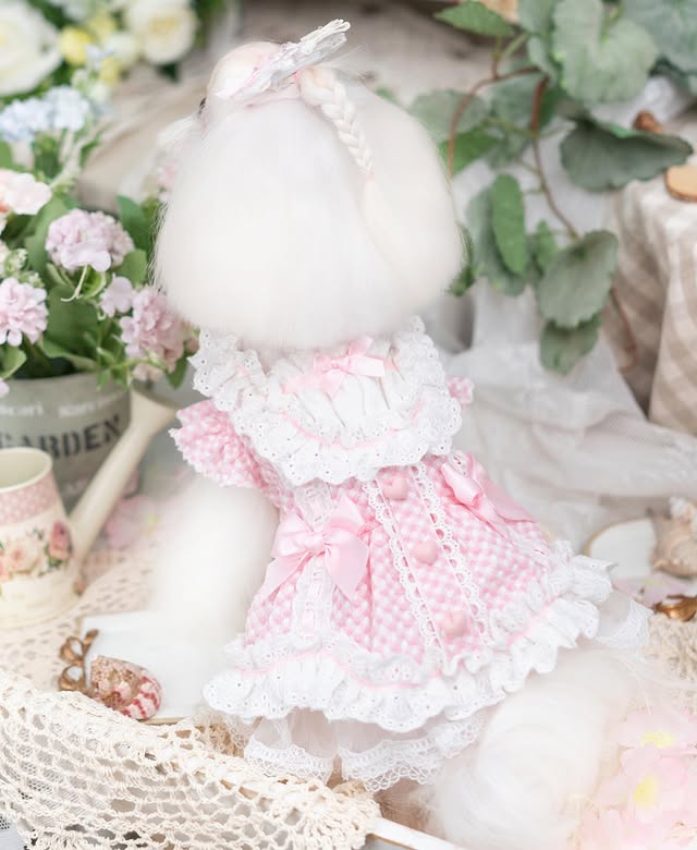 Vintage Gingham Dog Dress | Lace Princess Puppy Dress with Tulle Skirt