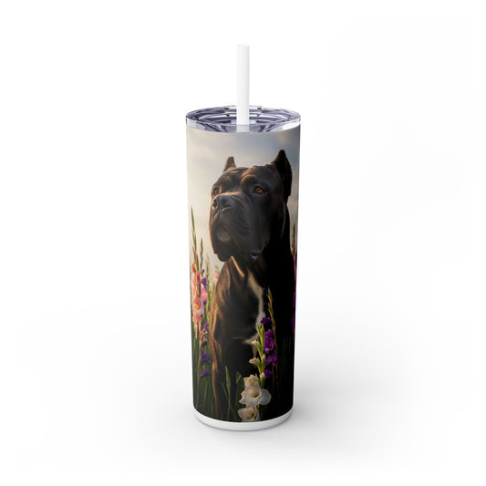 Cane Corso Skinny Tumbler with Straw, 20oz