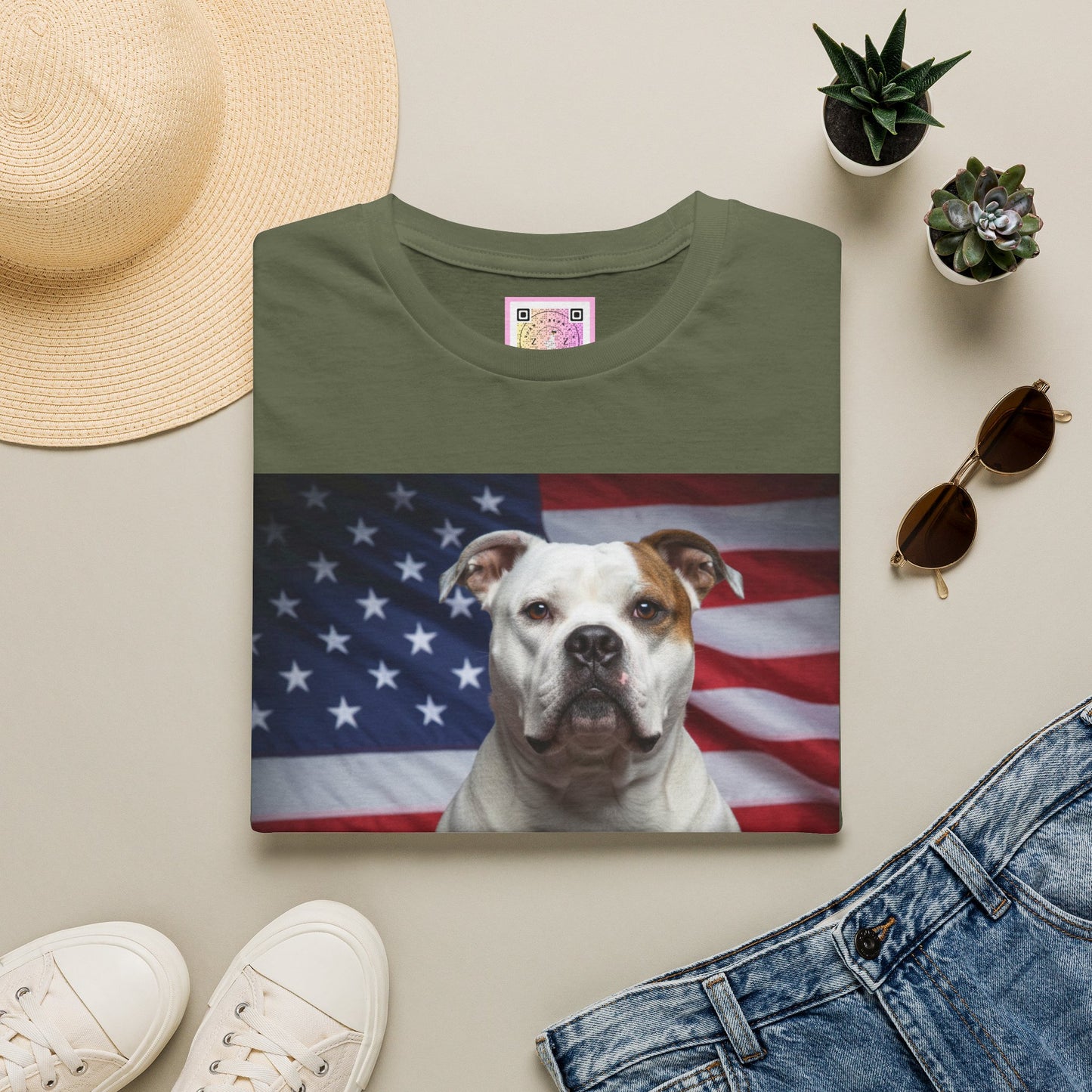 Patriotic T-Shirt — American Flag Dog Tee