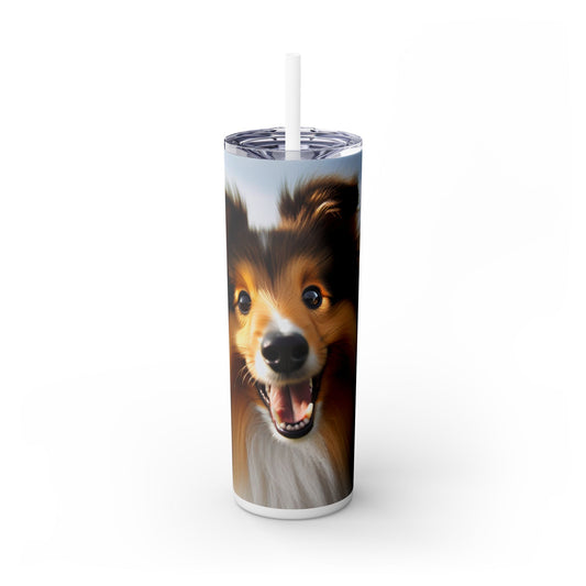 Shetland Sheepdog Skinny Tumbler with Straw, 20oz