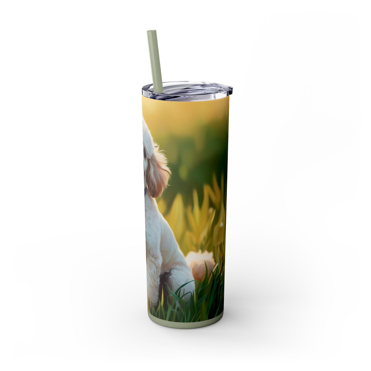 Miniature Poodle Skinny Tumbler with Straw, 20oz