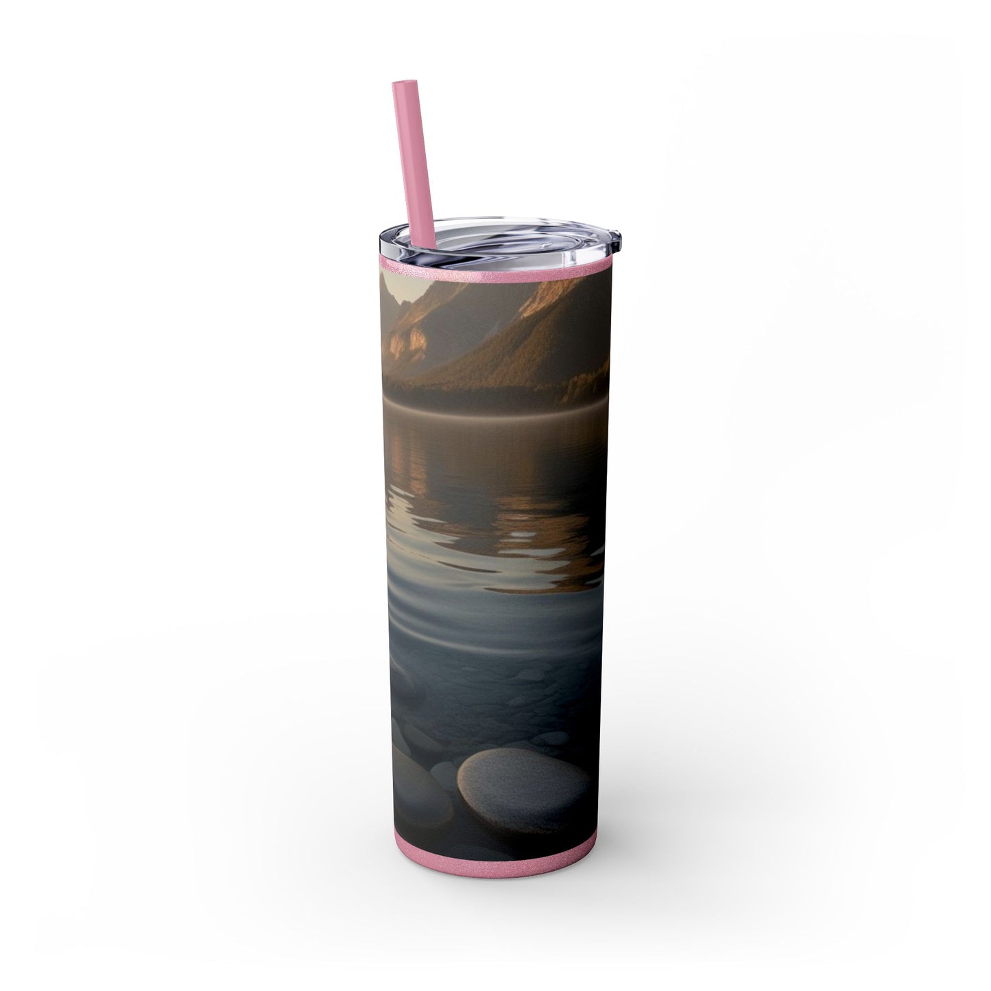 Ripple in a Mountain Lake Skinny Tumbler with Straw, 20oz