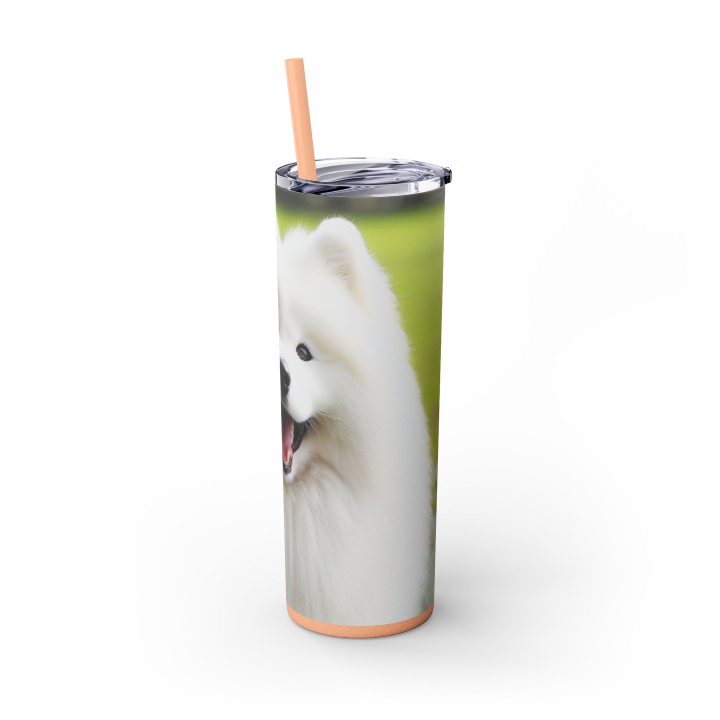 Samoyed Skinny Tumbler with Straw, 20oz