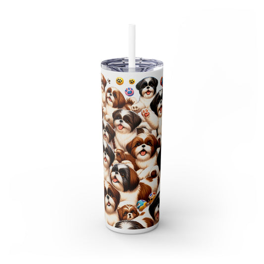 Shih Tzu Skinny Tumbler with Straw, 20oz
