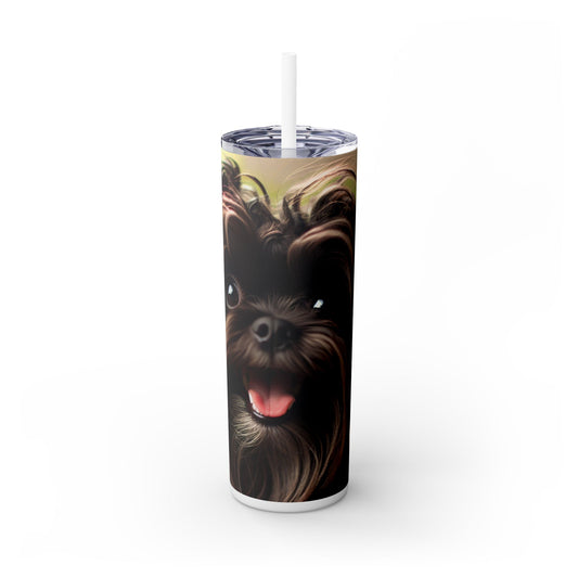 Affenpinscher Skinny Tumbler with Straw, 20oz