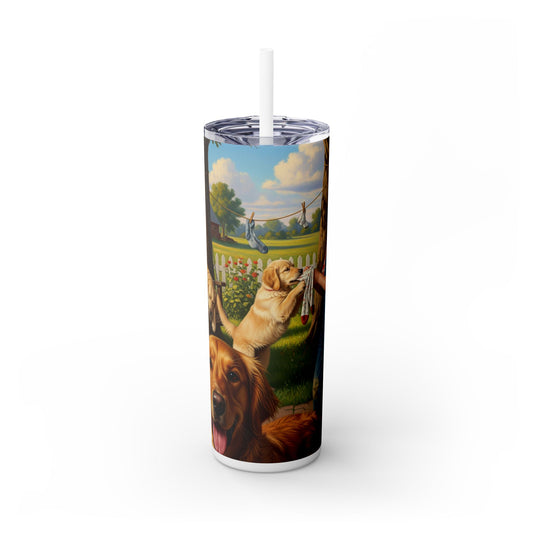Golden Retriever Skinny Tumbler with Straw, 20oz