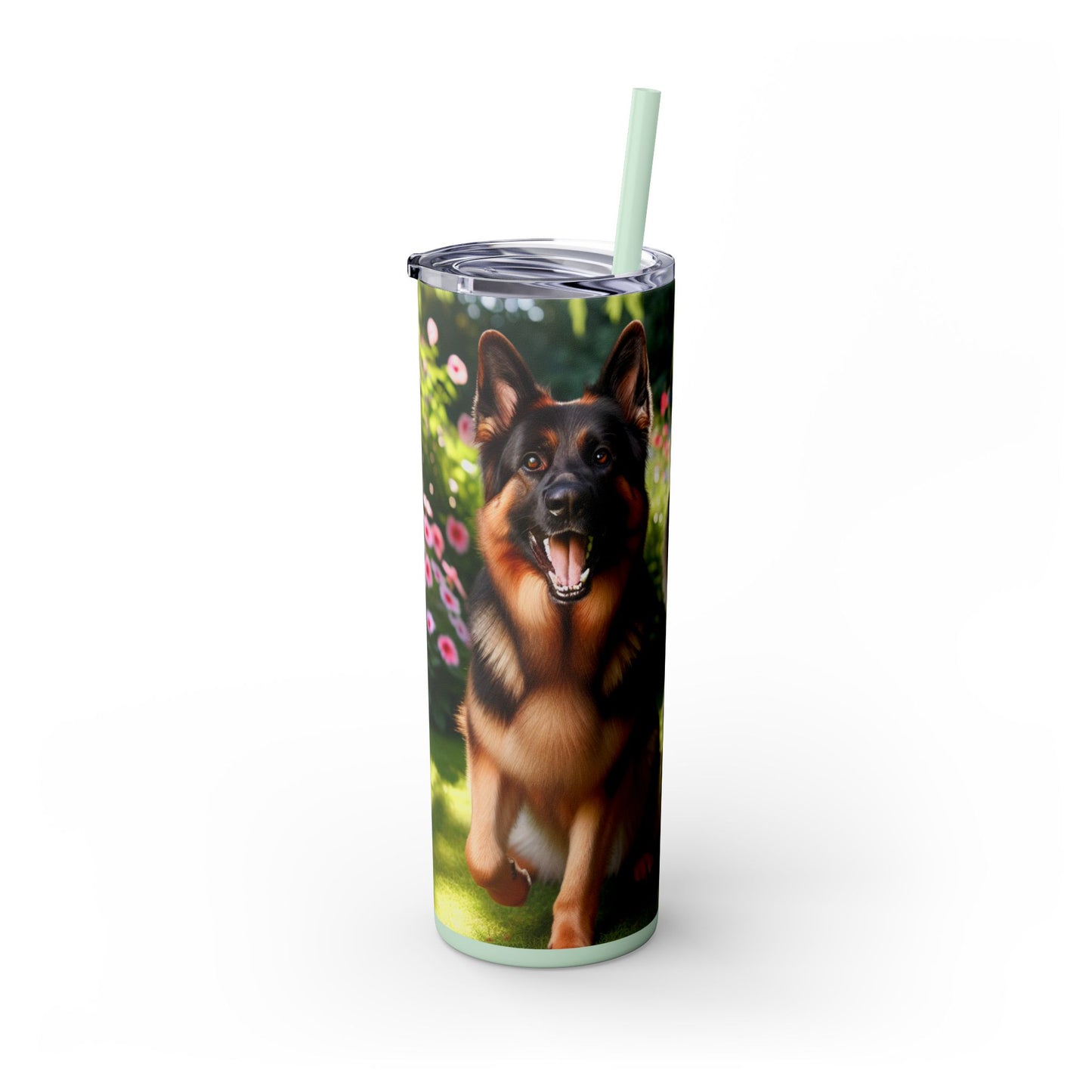 German Shepherd Skinny Tumbler with Straw, 20oz