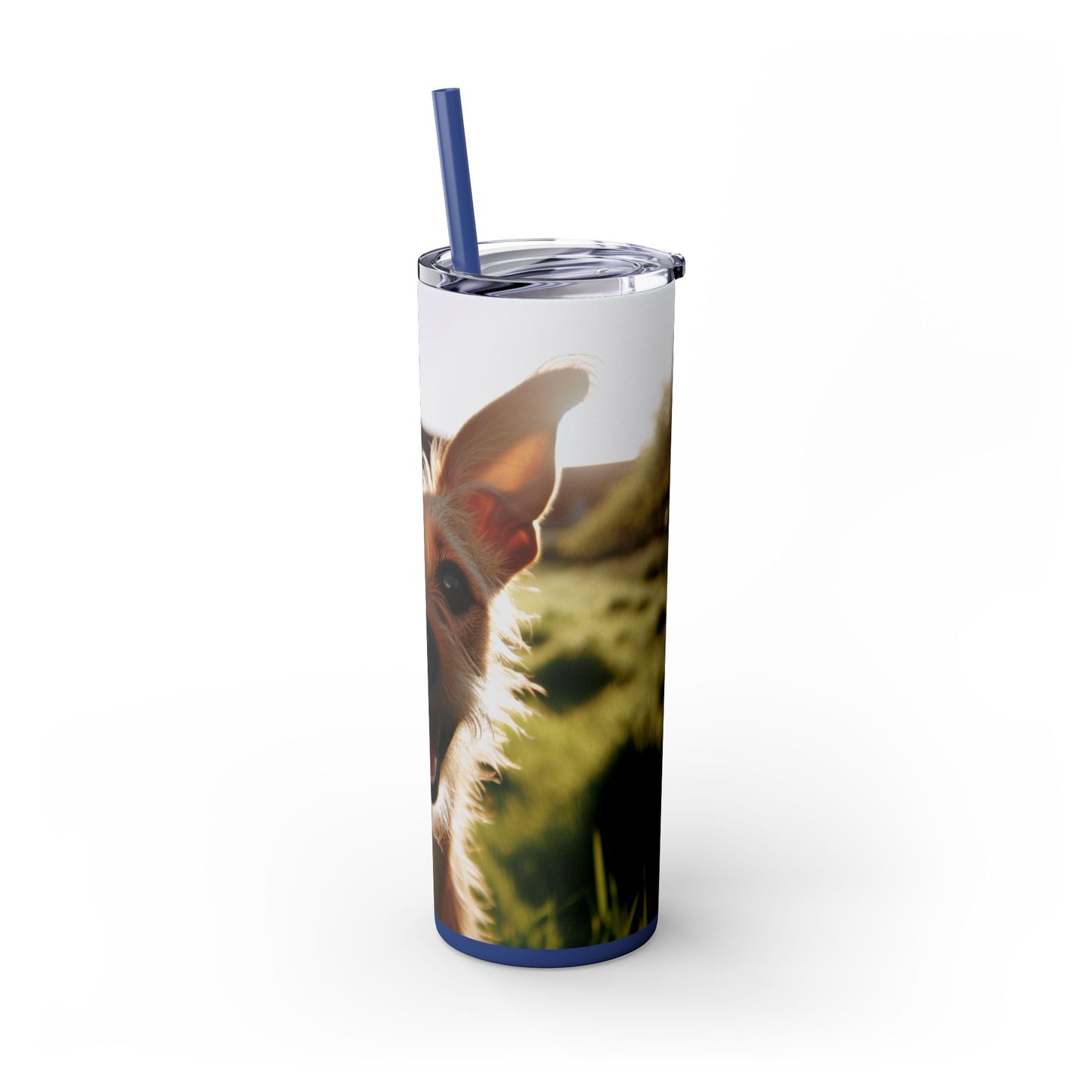 Portuguese Podengo Skinny Tumbler with Straw, 20oz