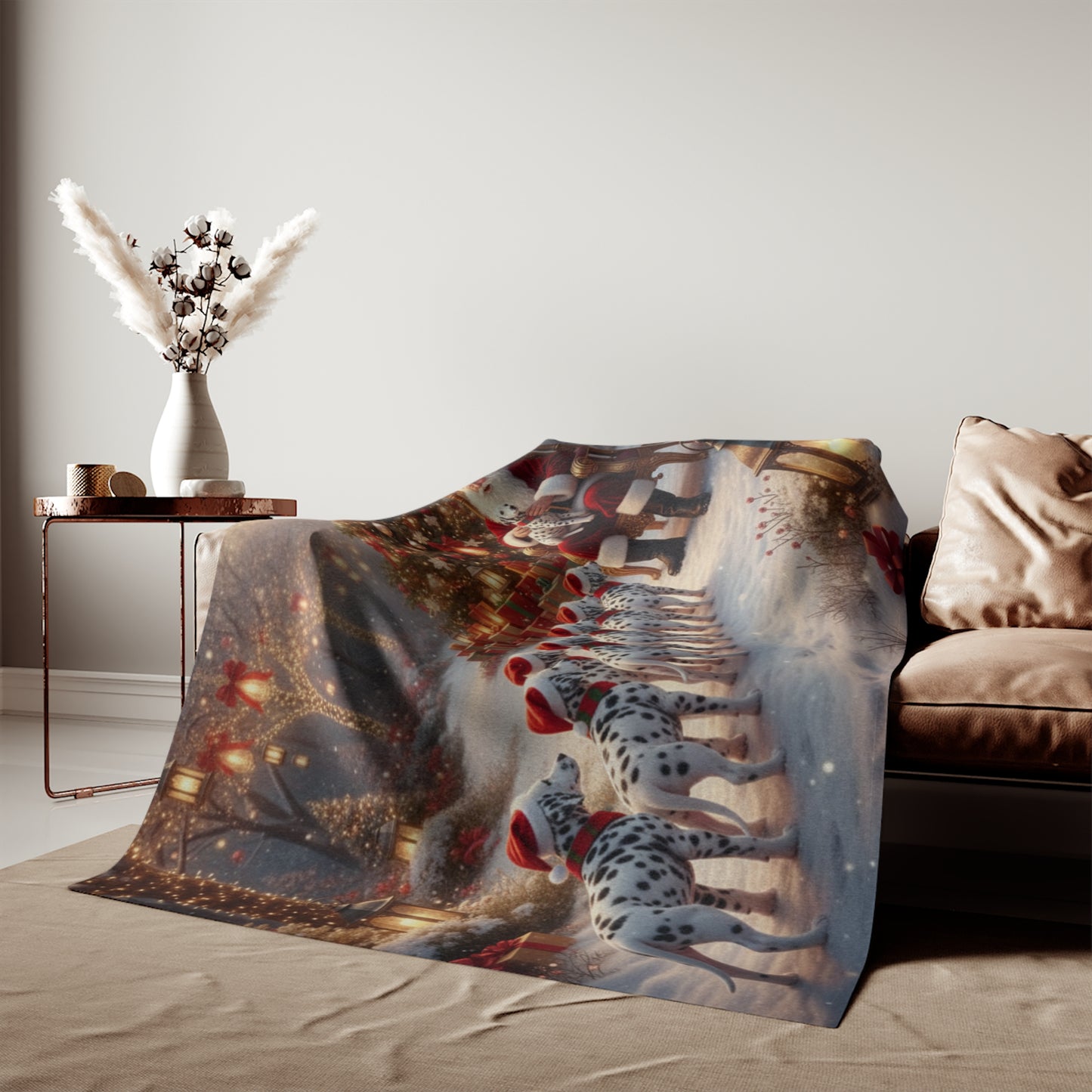 Santa and Dalmatian Puppies Blanket