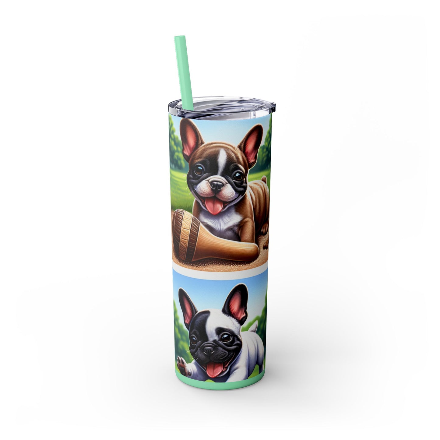 French Bulldog Skinny Tumbler with Straw, 20oz