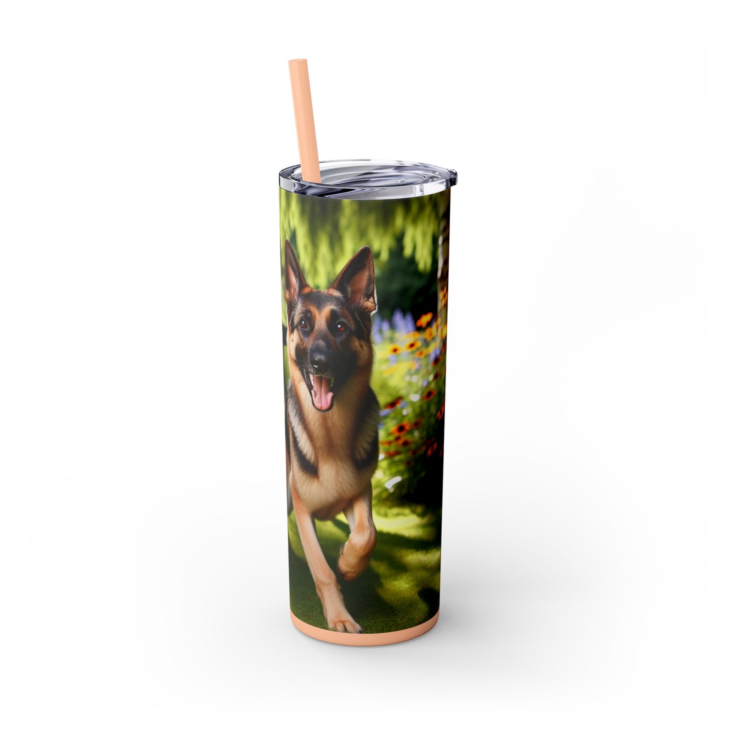German Shepherd Skinny Tumbler with Straw, 20oz