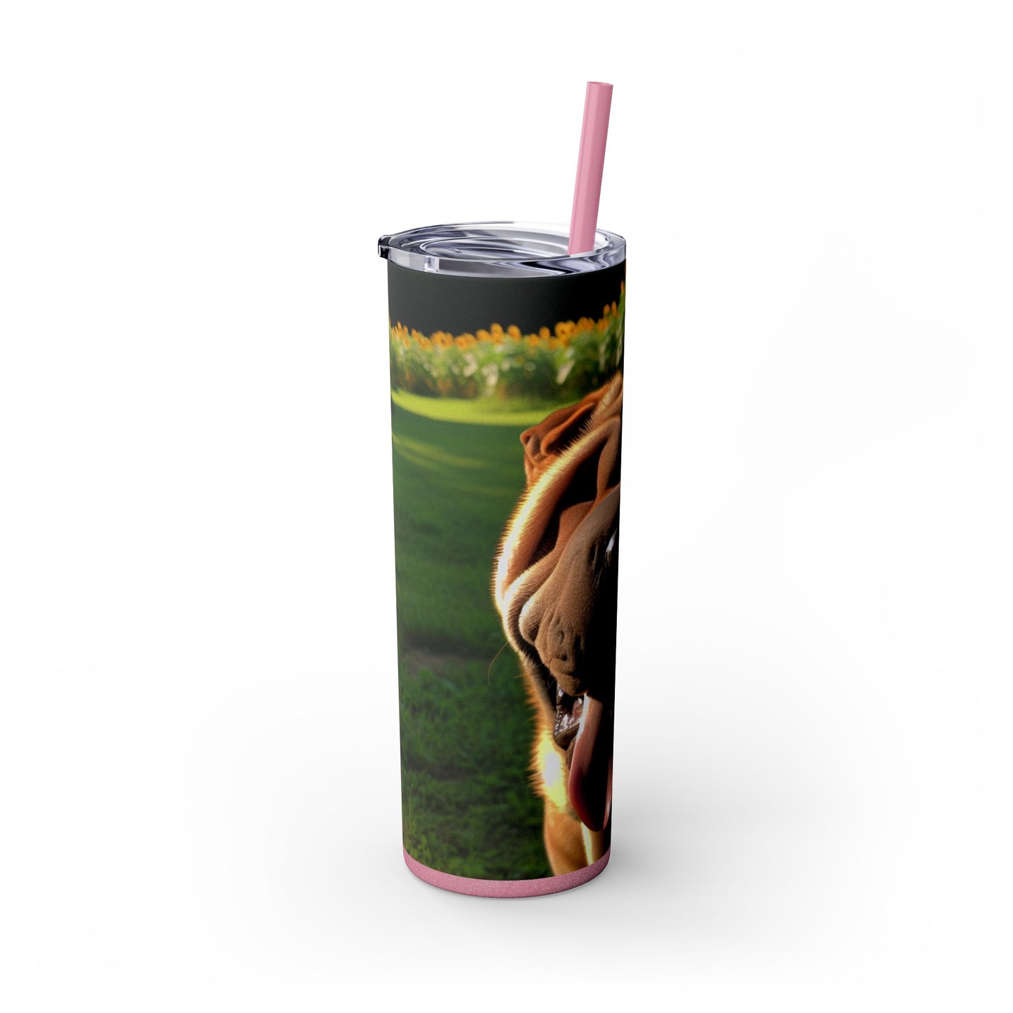 Shar Pei Skinny Tumbler with Straw, 20oz