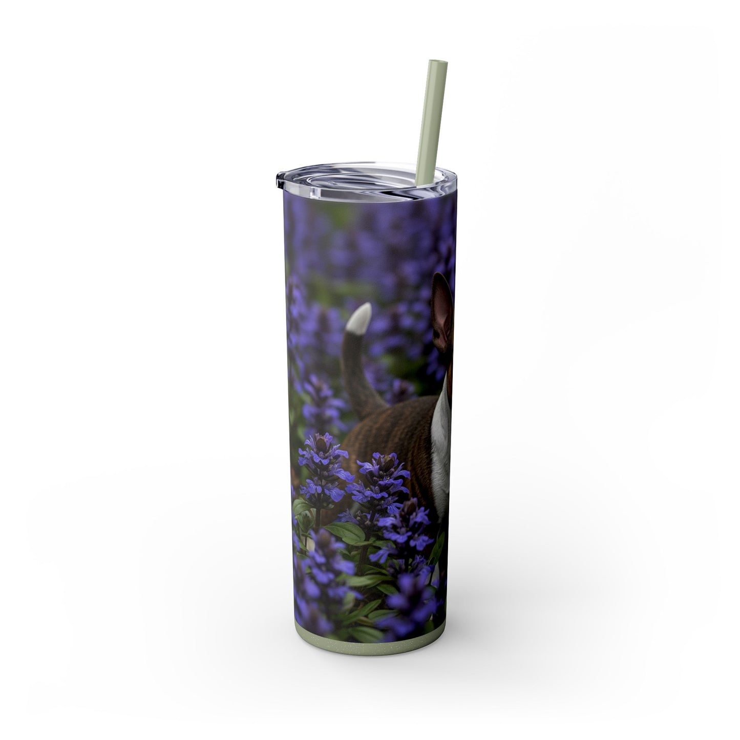 Miniature Bull Terrier Skinny Tumbler with Straw, 20oz