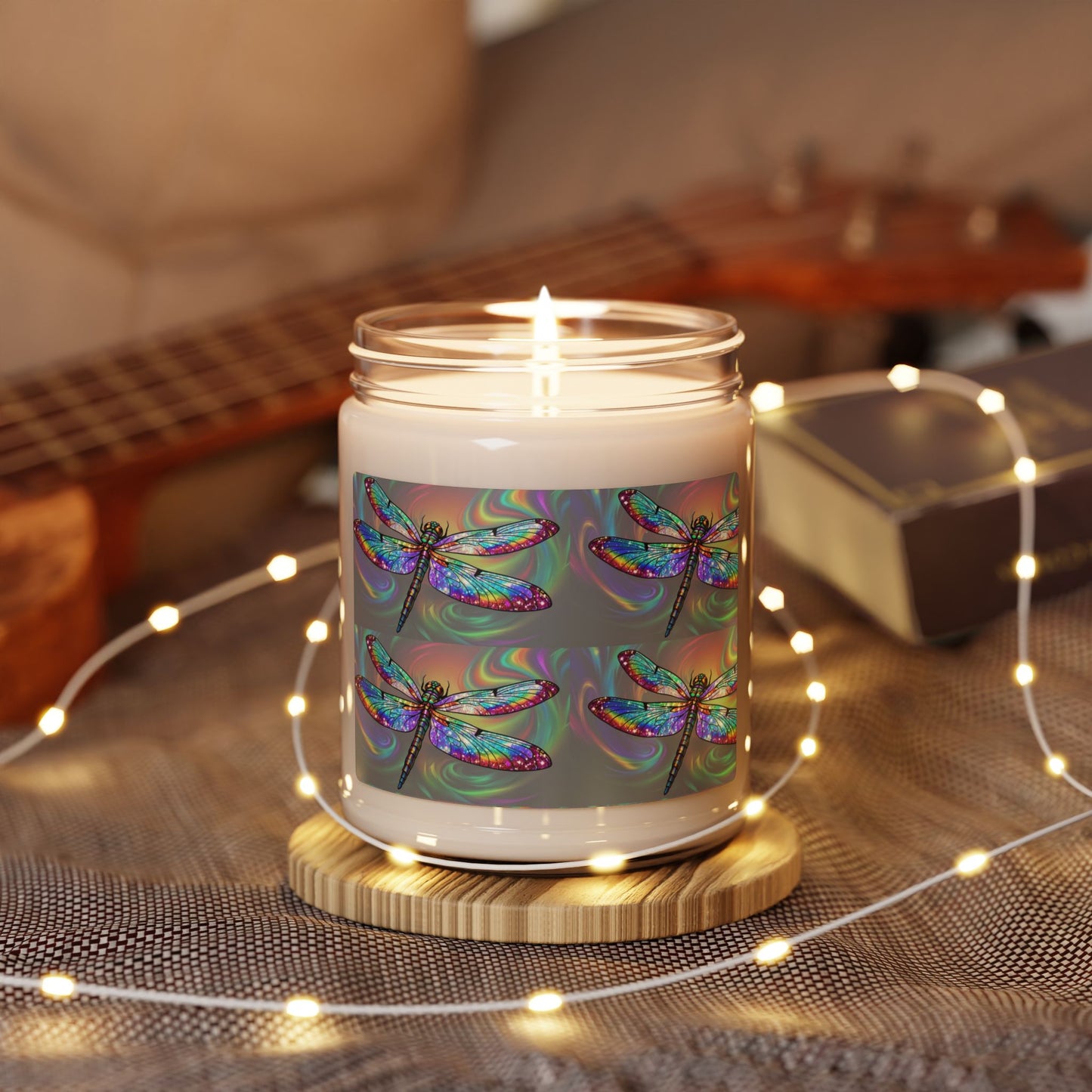 Glittery Psychedelic Dragonfly- Scented Soy Candle, 9oz