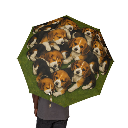 Beagle puppies Semi-Automatic Foldable Umbrella