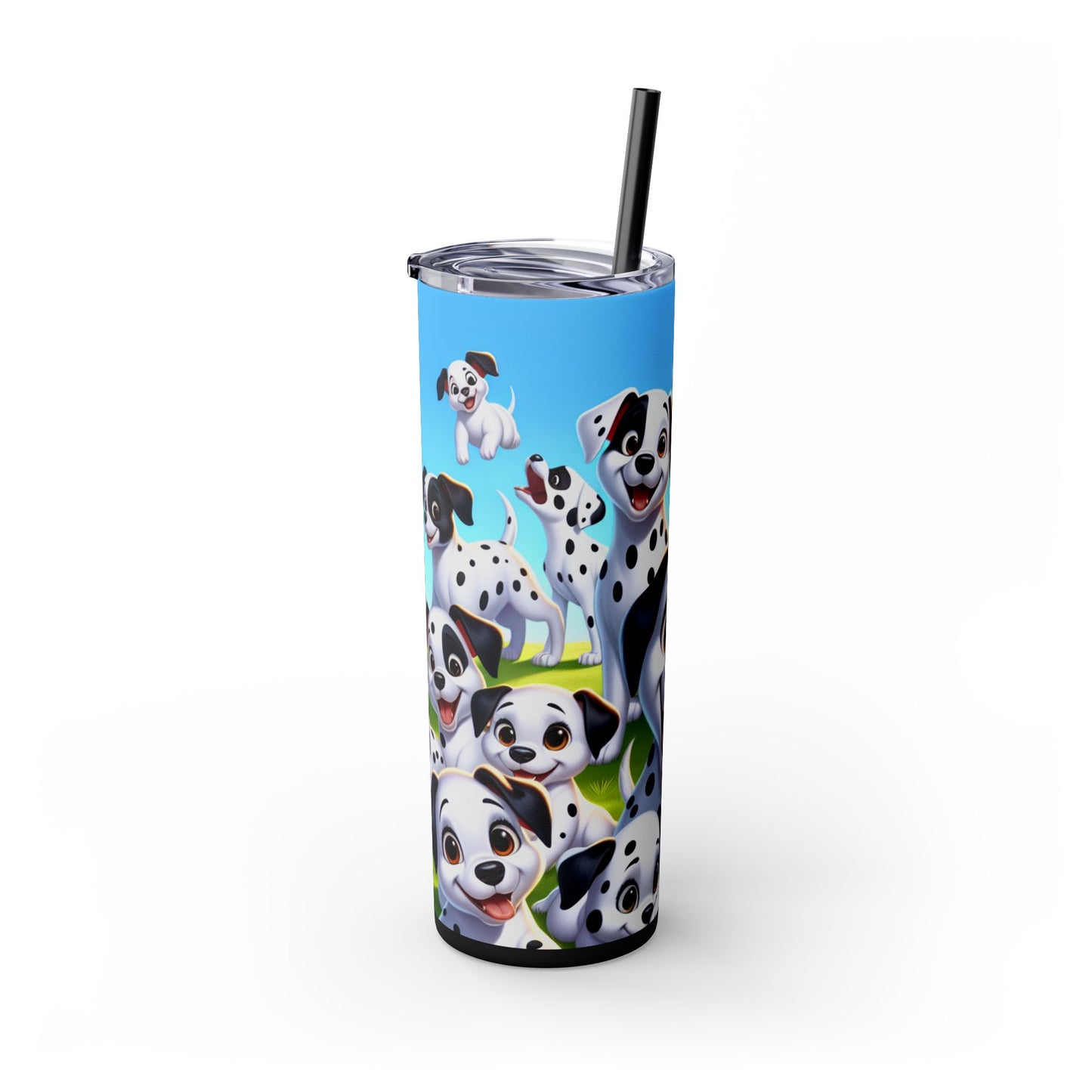 Dalmatian Skinny Tumbler with Straw, 20oz
