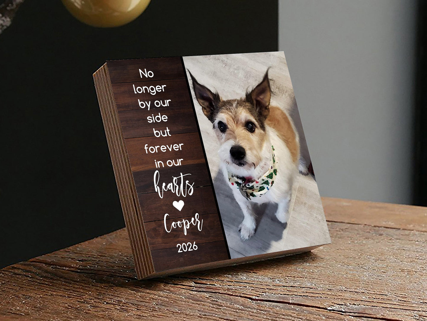Custom Dog Memorial Photo Block with Photo, Name & Dates