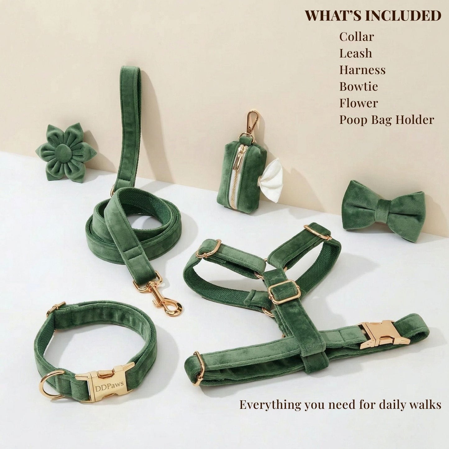 Ensemble classique personnalisé en velours vert forêt