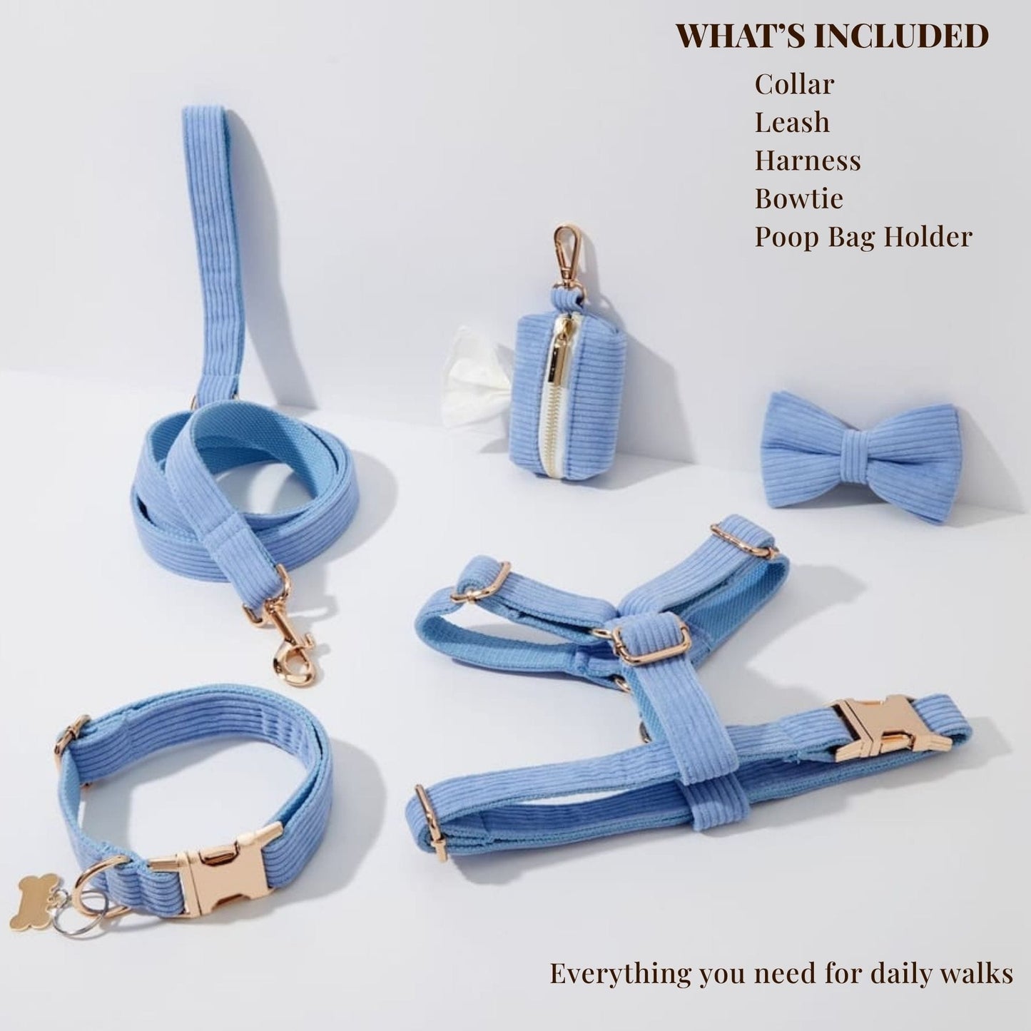 Ensemble classique personnalisé en velours côtelé bleu