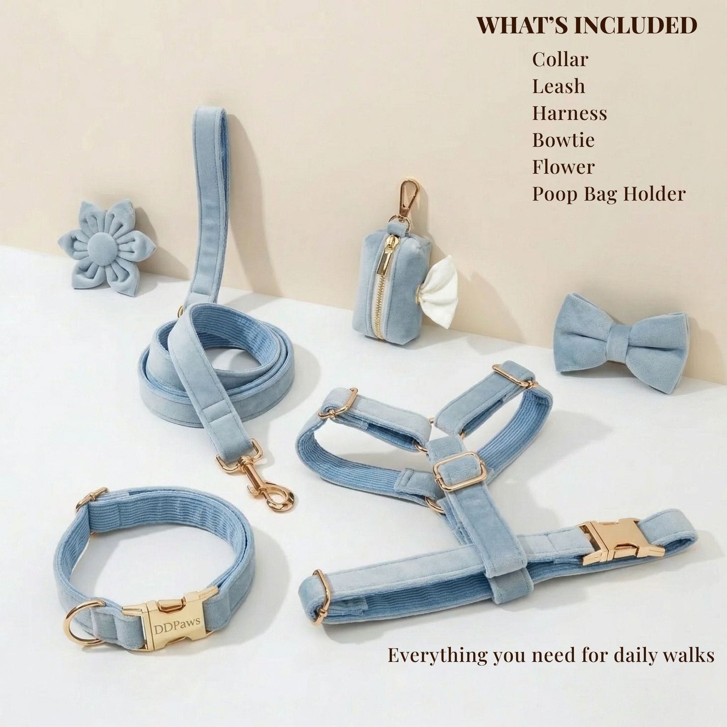 Ensemble classique personnalisé en velours bleu clair