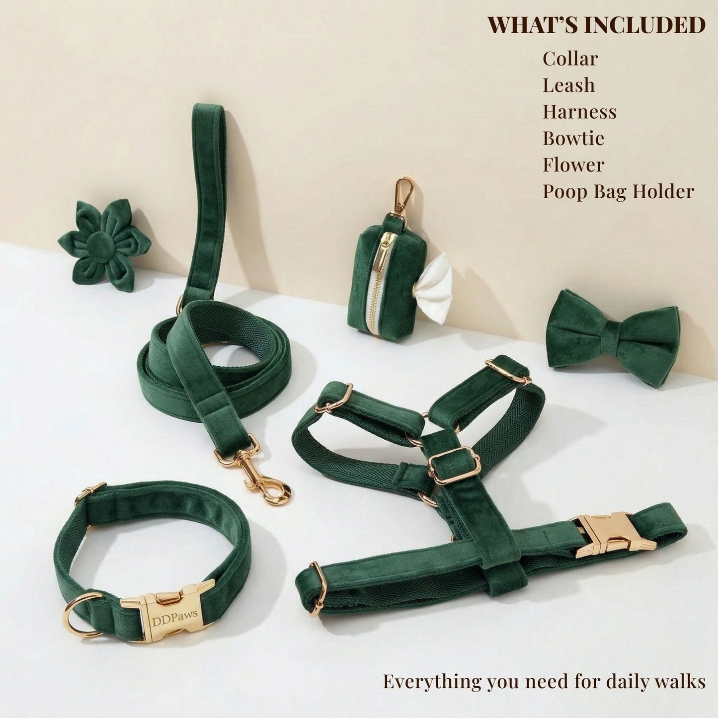 Ensemble classique personnalisé en velours vert foncé