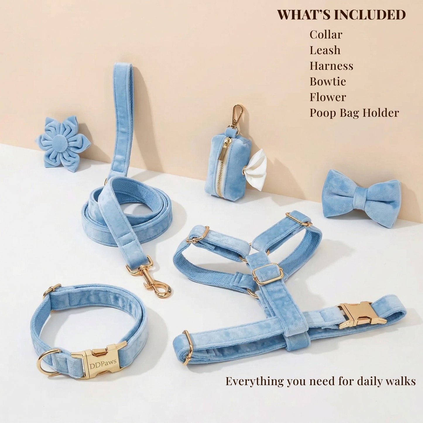 Ensemble classique personnalisé en velours bleu