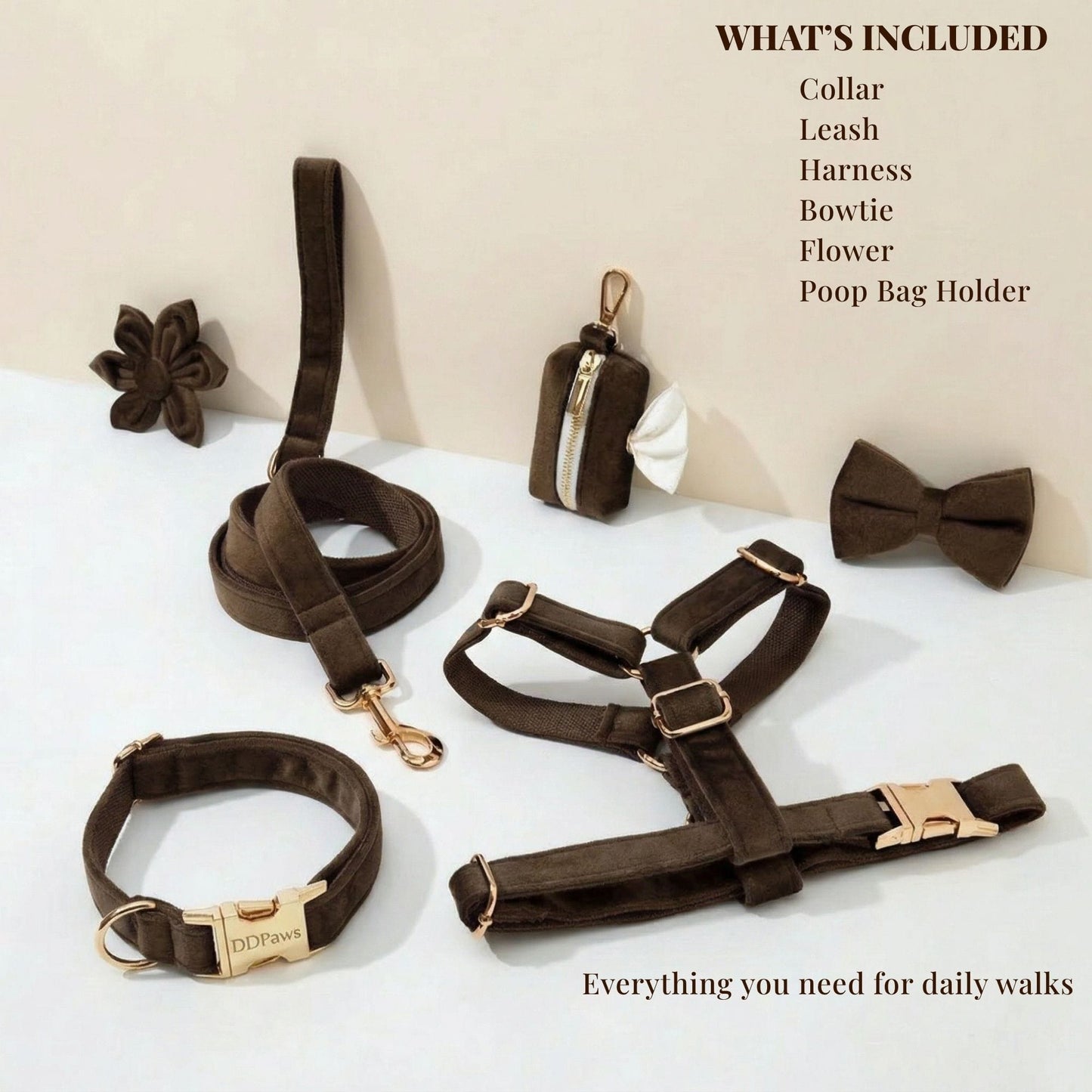 Ensemble classique personnalisé en velours marron foncé