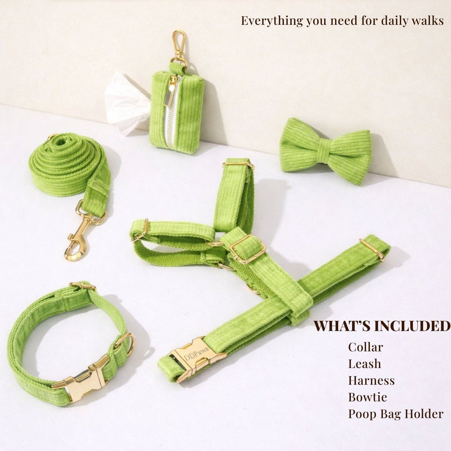 Ensemble classique en velours côtelé vert pomme personnalisé