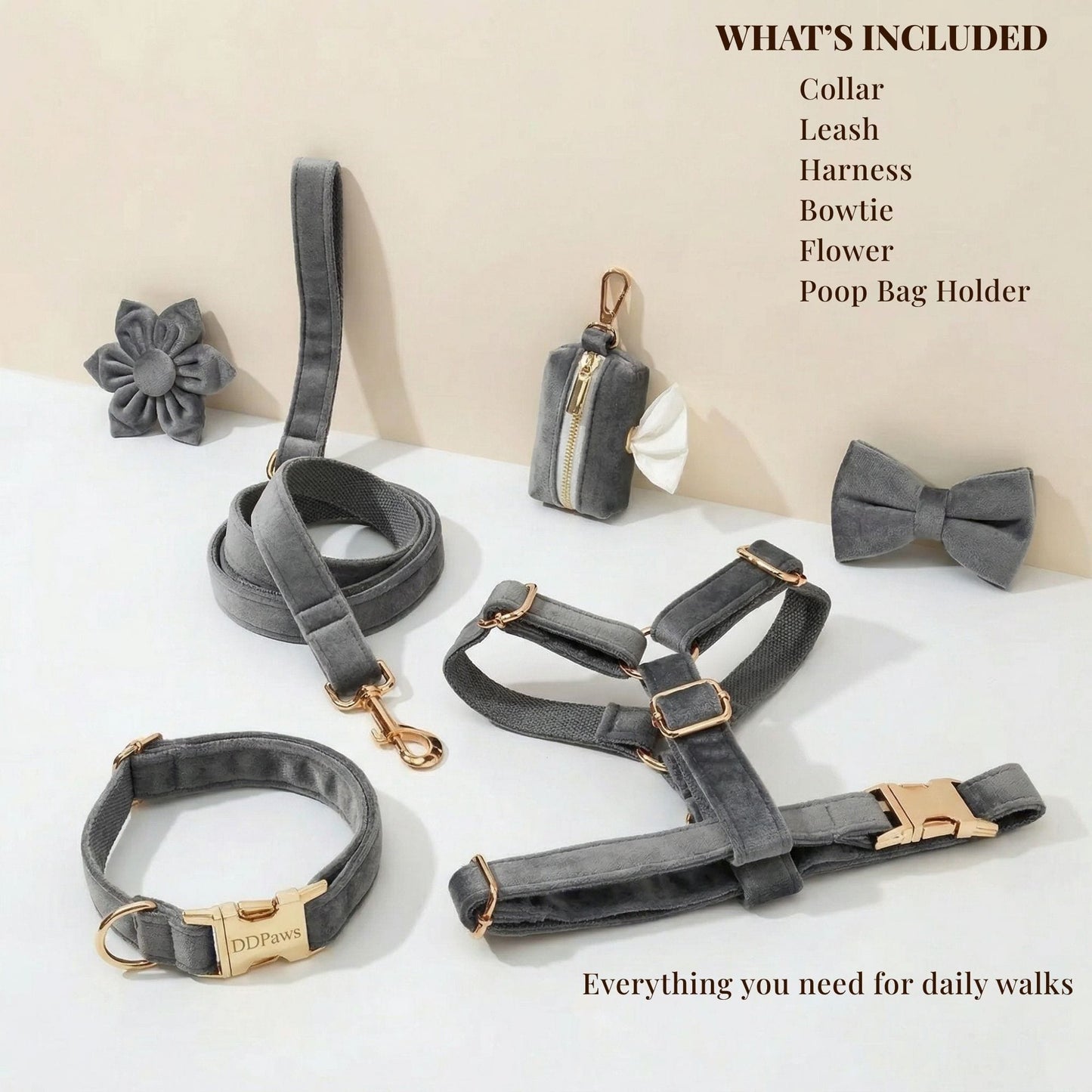 Conjunto clásico de terciopelo gris oscuro personalizado