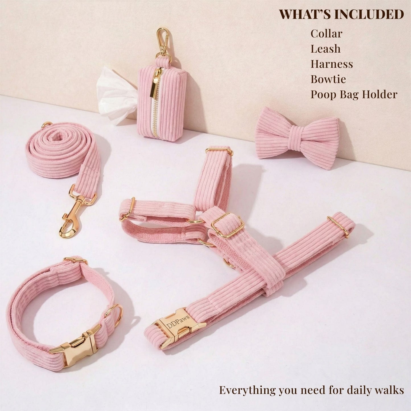 Ensemble classique en velours côtelé rose personnalisé